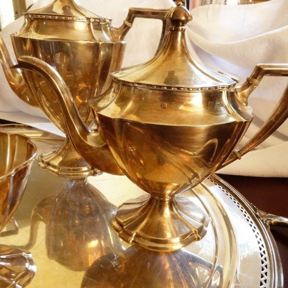 VTG Sheffield Pairpoint Silver plate 5 pc set Coffee Tea pot sugar bowl creamer - Picture 6 of 10